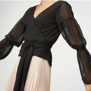 CLUB MONACO Darlana Polka Dot Wrap Blouse